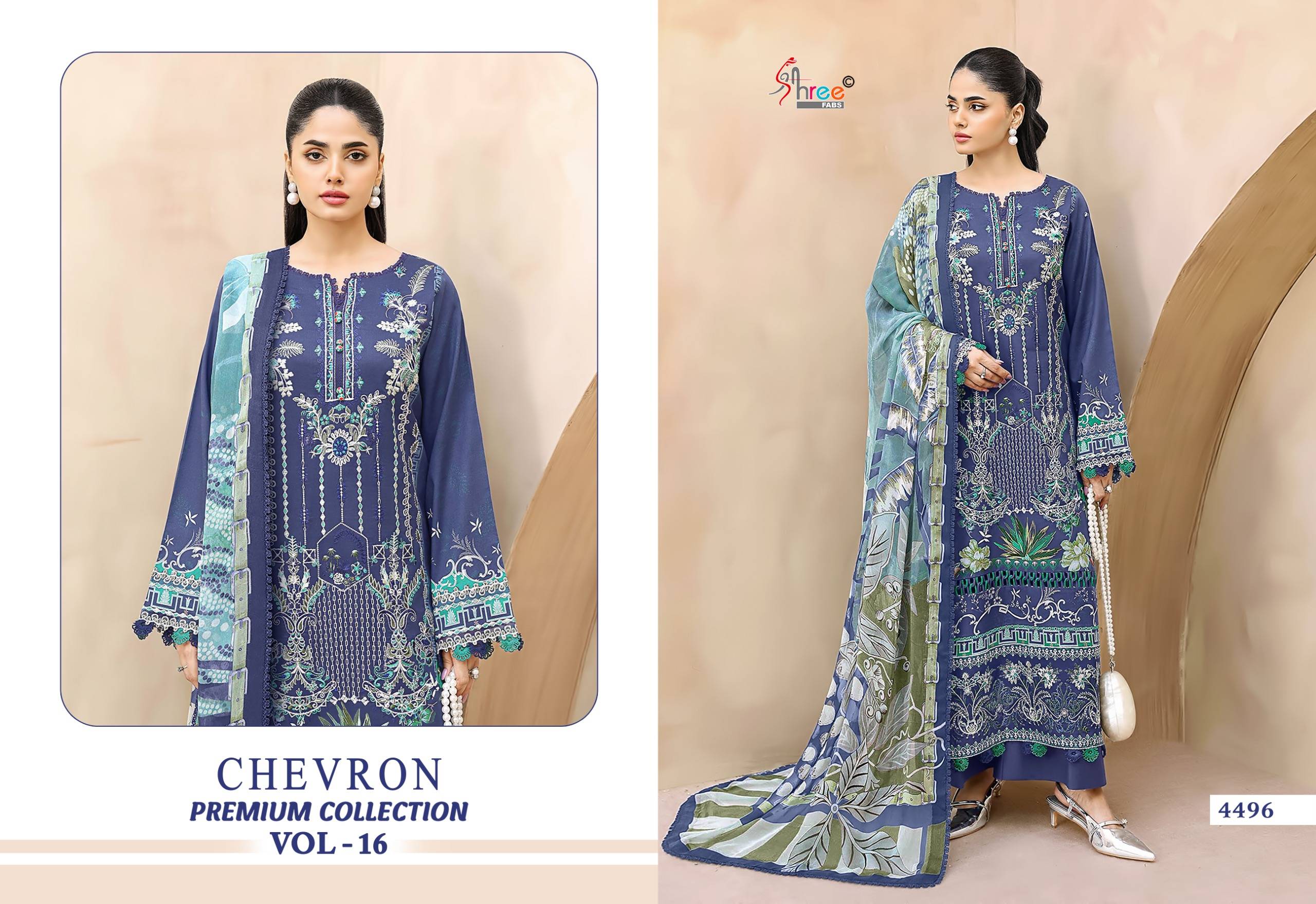 CHEVRON PREMIUM COLLECTION VOL-16 By Shree Fabs Pakistani Stylish Embroidered PURE COTTON Dresses At Wholesale Price